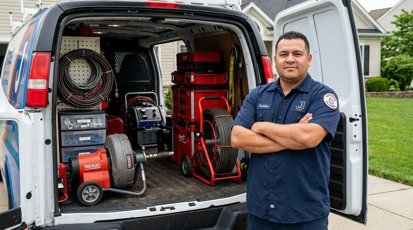 Professional drain cleaning equipment and Johns Plumbing LLC plumber in Fleming Island