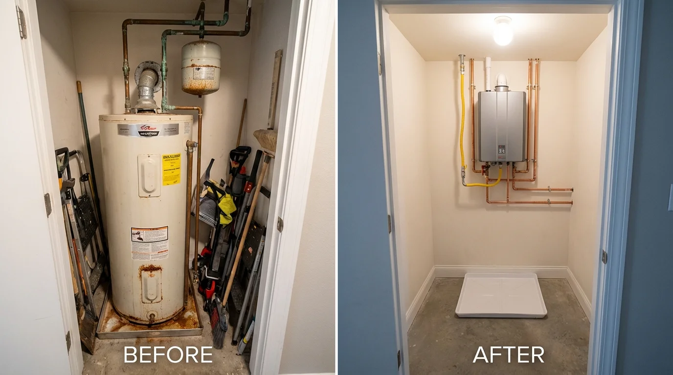 Tank water heater versus wall-mounted tankless unit comparison for Fleming Island, FL homeowners
