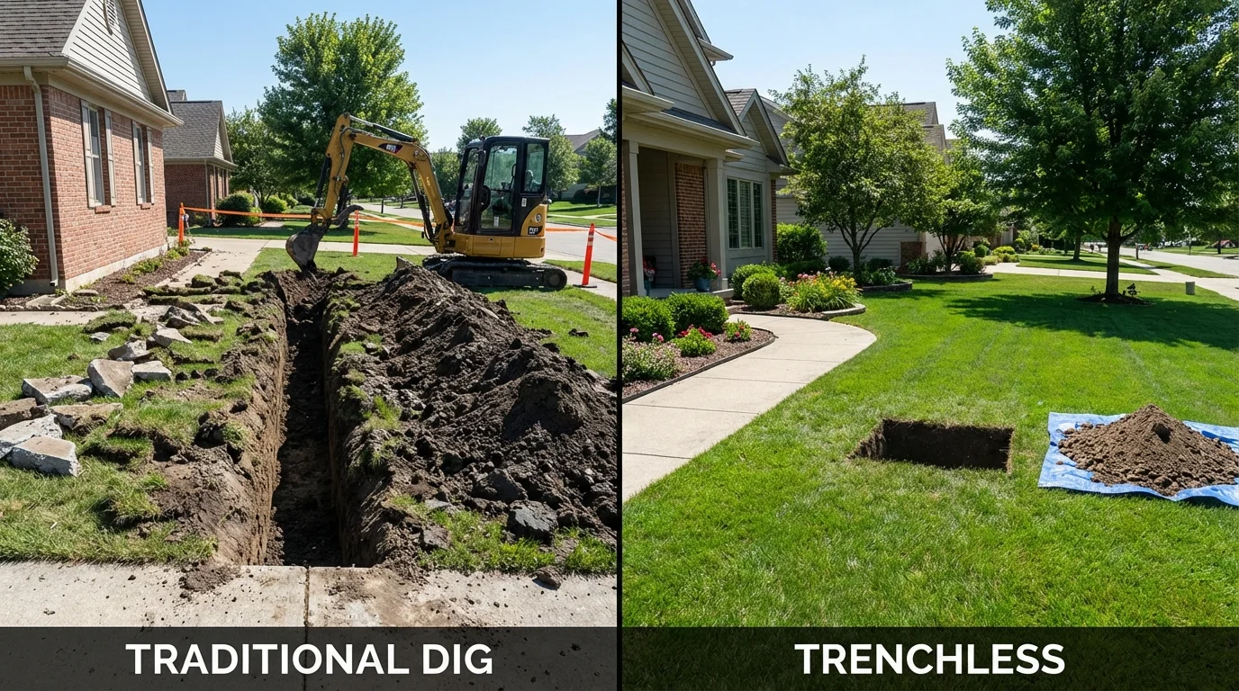 Trenchless sewer repair with minimal yard damage versus traditional excavation in Fleming Island, FL